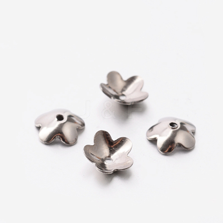 5-Petal Flower 304 Stainless Steel Bead Caps STAS-E080-02-1