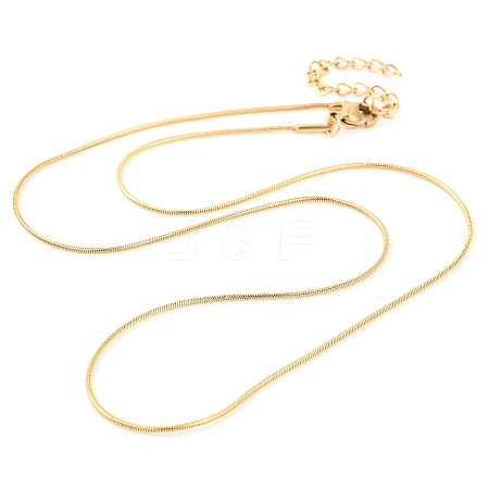 201 Stainless Steel Round Snake Chain Necklaces for Women NJEW-G140-06A-G-1-1
