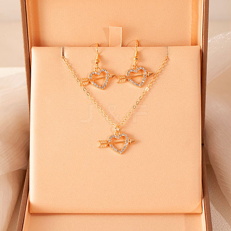 Alloy Rhinestone Pendant Necklaces & Dangle Earrings Sets for Women FS-WGD52C4-17-1