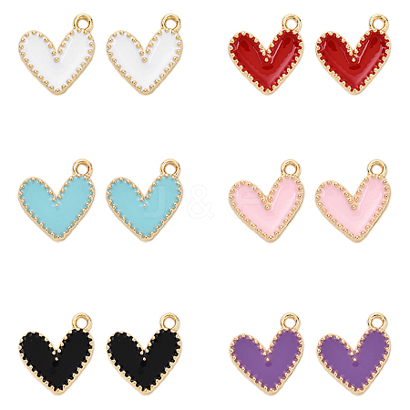 12Pcs 6 Colors Rack Plating Alloy Enamel Charms ENAM-YW0004-62-1