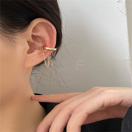 Metallic Tassel Chain Clip-on Earrings for Daily Wear XL8272-1-1