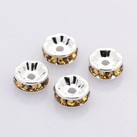 Brass Rhinestone Spacer Beads RB-A014-Z8mm-14S-1