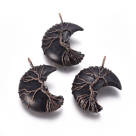 Natural Obsidian Tree of Life Wire Wrapped Pendants G-L520-E03-R-NF-1