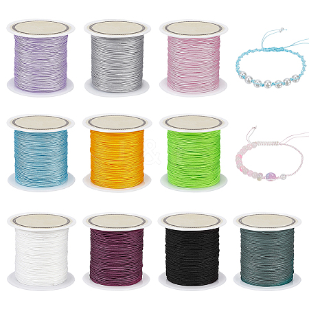 10 Rolls 10 Colors Nylon Chinese Knot Cord NWIR-PH0002-48C-1