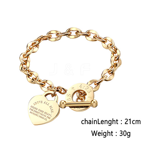 Stainless Steel Love Heart Charm Bracelets for Women CI7367-1-1