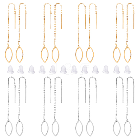 8 Pairs 4 Colors 304 Stainless Steel Ear Thread EJEW-UN0002-03-1