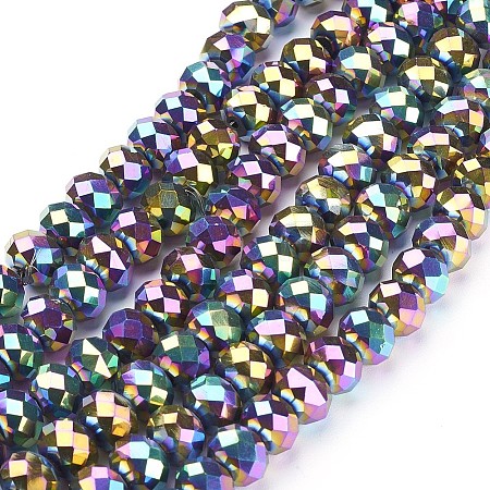 Electroplate Glass Beads Strands X-GR7X10MMY-M-1