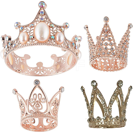 4Pcs 4 Styles Alloy Rhinestones Crown Cake Decoration DIY-SP0003-26RG-1