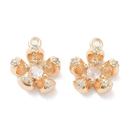 Brass Micro Pave Cubic Zirconia Charms X-KK-F871-34G-1
