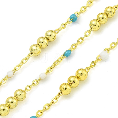 Brass Enamel Round Beaded Link Chain CHC-G022-07G-18-1