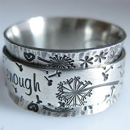 Dandelion with Word Pattern Alloy Finger Rings FS-WG2A4E2-05-1