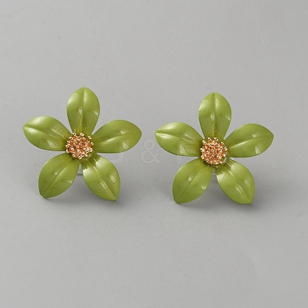 Iron & Alloy Enamel Flower Stud Earrings EJEW-WH0033-57E-1