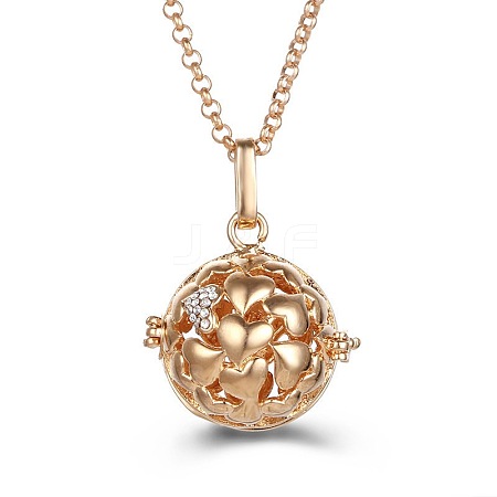 Rose Gold Hollow Heart Alloy Cage Pendant Necklaces SW2952-8-1