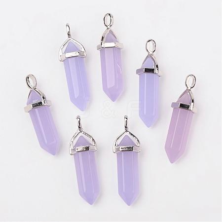 Bullet Imitation Jade Glass Pointed Pendants G-F295-01B-1