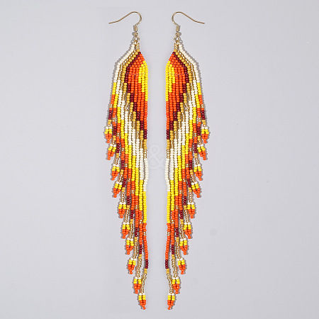 Bohemian Long Tassel Glass Seed Beaded Dangle Earrings for Women IW9172-4-1