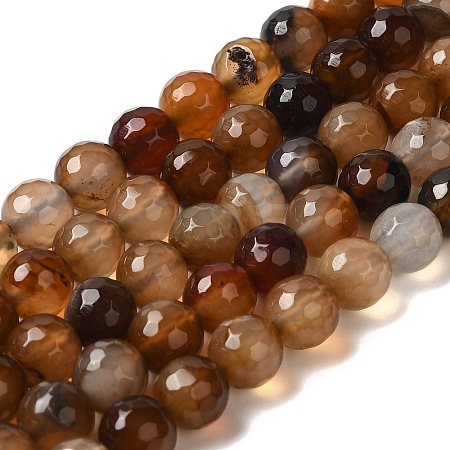 Dyed & Heated Natural Banded Agate Beads Strands G-P539-F01-04-1