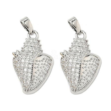 Brass Micro Pave Clear Cubic Zirconia Pendants KK-B139-06P-1