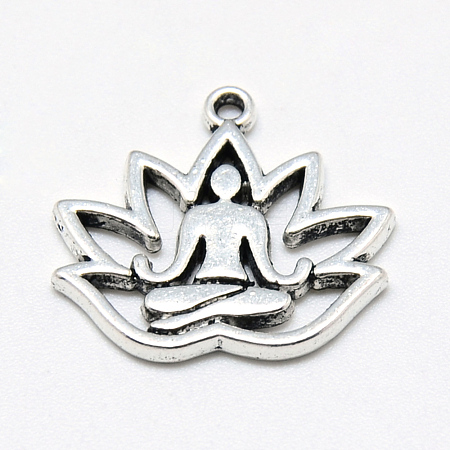 Tibetan Style Alloy Yoga Theme Pendants X-TIBE-S301-005AS-RS-1