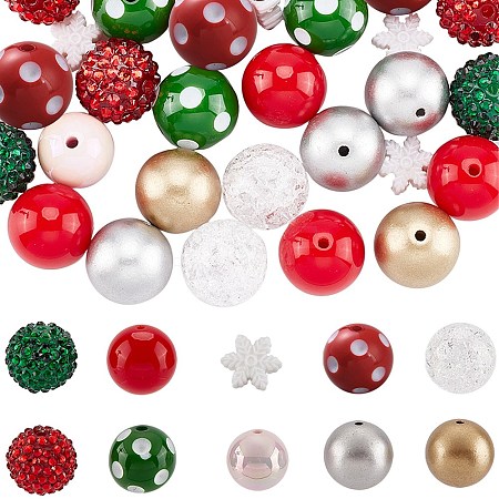 SUNNYCLUE 50Pcs 10 Style Christmas Theme Acrylic Beads SACR-SC0001-22-1