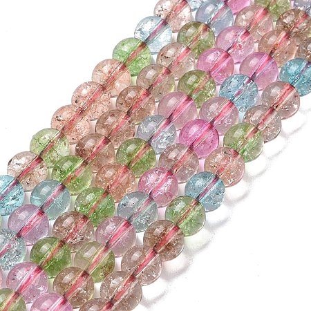 Crackle Glass Round Bead Strands CCG-C001-01B-01-1