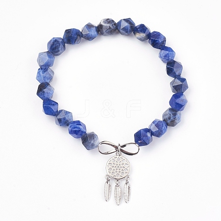 Natural Sodalite Beads Charm Bracelets BJEW-O162-D04-1