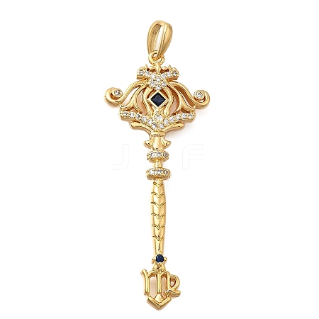 Brass Micro Pave Cubic Zirconia Big Pendants KK-B147-04G-04-1