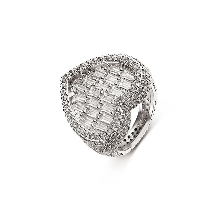 Brass Micro Pave Clear Cubic Zirconia Finger Rings for Women FS-WG571C7-05-1
