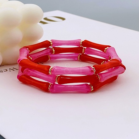 Acrylic Bamboo Joint Beaded Bracelets for Women FS-WG26A21-03-1