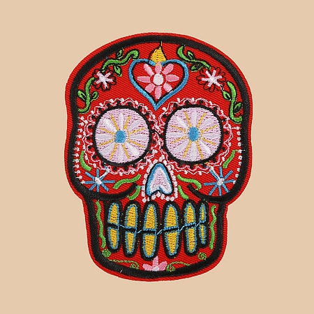 Skull Computerized Embroidery Cloth Sew on Patches PW-WG37707-03-1