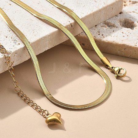 Brass Flat Snake Chain Necklaces for Men Women NJEW-G160-08G-1