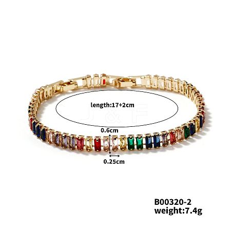 Brass Colorful Sparkling Cubic Zirconia Bracelet Fashionable Luxury Unique Style Accessory GT6474-2-1