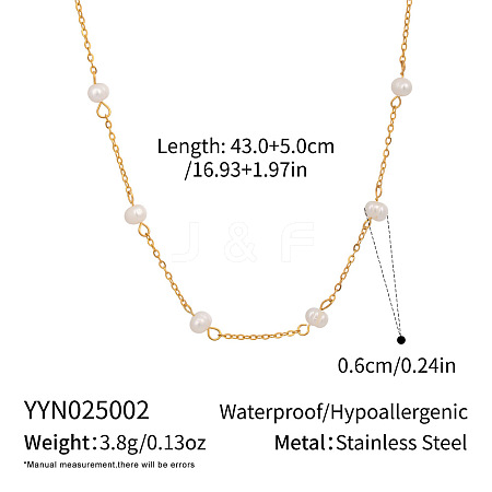 Minimalist Natural Freshwater Pearl Potato 304 Stainless Steel Link Chain Necklaces for Women YO8542-1-1