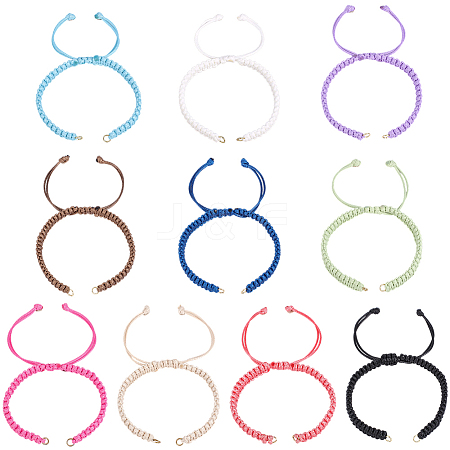 10Pcs 10 Colors Korean Waxed Polyester Cord Braided Bracelet Making AJEW-SC0031-87-1
