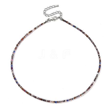 Glass Beaded Necklace NJEW-Z029-05L-1