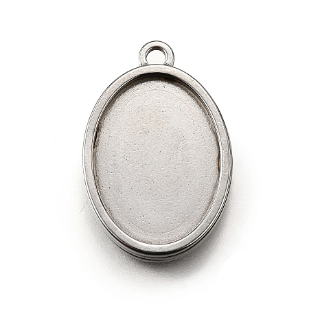 304 Stainless Steel Pendant Cabochon Settings STAS-S181-02P-E-1