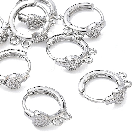 SHEGRACE Brass Micro Pave Clear Cubic Zirconia Hoop Earrings Findings XGR0153P-92P-1