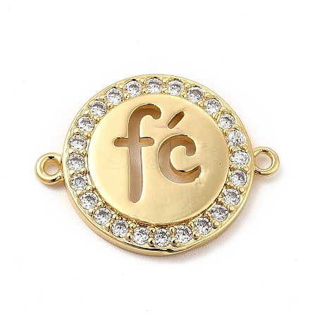 Eco-Friendly Rack Plating Brass Micro Pave Clear Cubic Zirconia Connector Charms KK-F847-03G-1