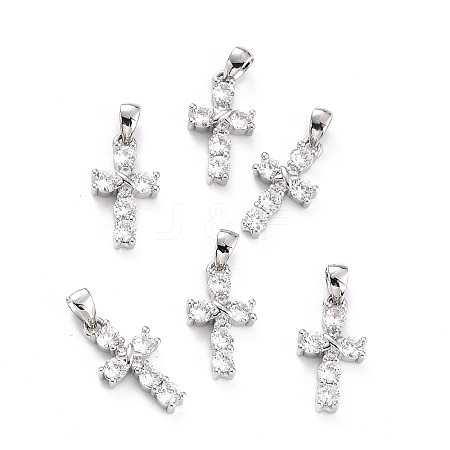Brass Micro Pave Cubic Zirconia Pendants ZIRC-P089-21P-1