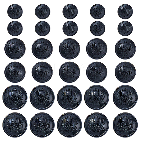 30Pcs 3 Styles Skull with Flat Round Alloy Shank Buttons BUTT-FH0001-038EB-1