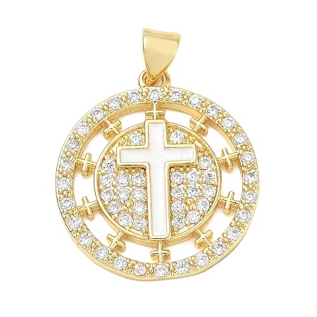 Religion Cross Brass Micro Pave Clear Cubic Zirconia Pendants CU-CBA83A6-03A-G02-1
