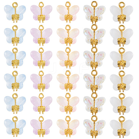 30Pcs 5 Colors Glass Pendants GLAA-SC0002-58-1