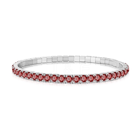 925 Sterling Silver Micro Pave Cubic Zirconia Stretch Bracelets for Women STER-D307-01P-08-1