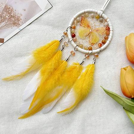 Woven Net/Web with Feather Pendant Decorations PW-WG06BF2-01-1