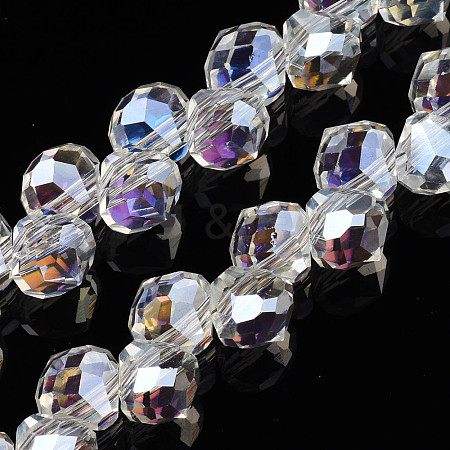 Electroplate Transparent Glass Beads Strands X-EGLA-N006-032-A01-1