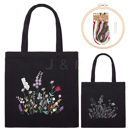 DIY Canvas Shoulder Bag Embroidery Starter Kit DIY-WH0386-47-1