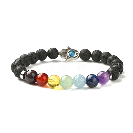 Chakra Jewelry Natural Lava Rock Bead Stretch Bracelets X-BJEW-JB02272-1