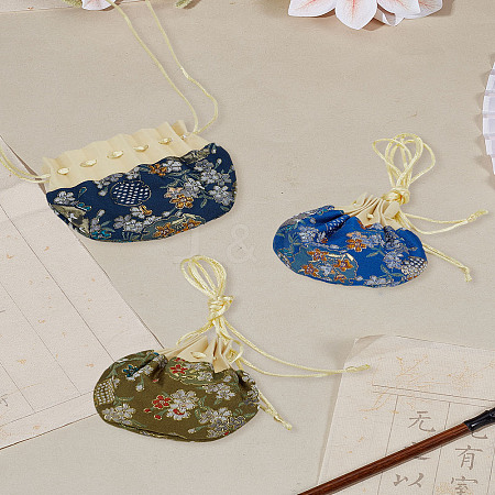3Pcs 3 Colors Valentine's Day Flower Embroidery Silk & Satin Drawstring Sachet Bags with Tassel AJEW-LP0012-28C-1