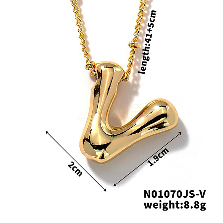 Simple and Stylish Brass Letter Pendant Satellite Chain Necklaces for Women Men GF2554-22-1