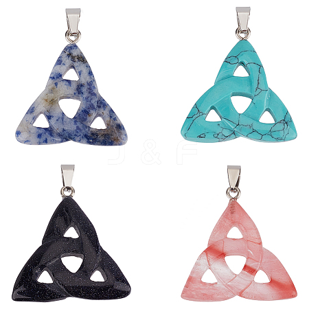 SUNNYCLUE 4Pcs 4 Styles Natural & Synthetic Mixed Gemstone Pendants G-SC0001-93-1