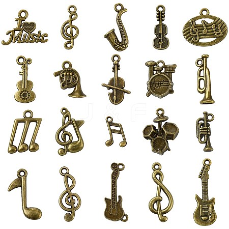 100 Pcs 20 Styles Tibetan Style Alloy Pendants FIND-CJ0003-88-1